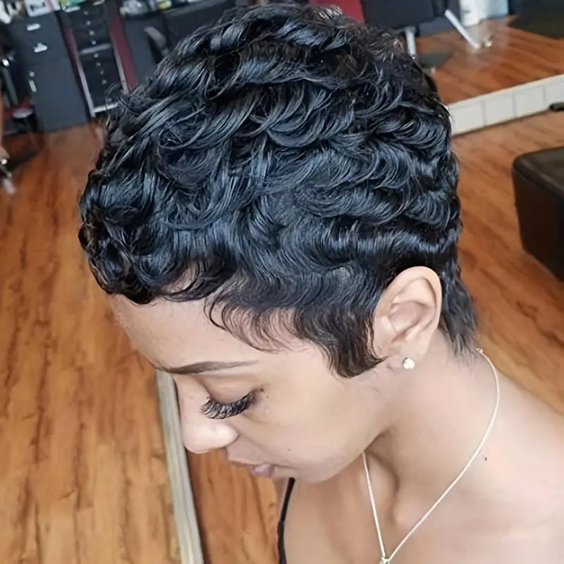 Short Pixie Cut Wig Human Hair Cheap - Kort Bob Pixie Cut pruik Pixie