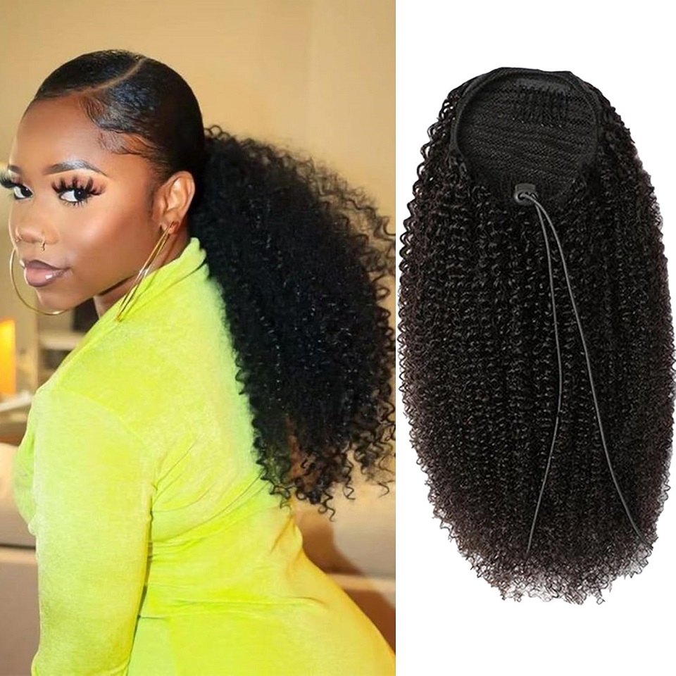 Seamless Clip In Hair Extensions Human Hair - 24-26 inch lange Afro kinky krullende
