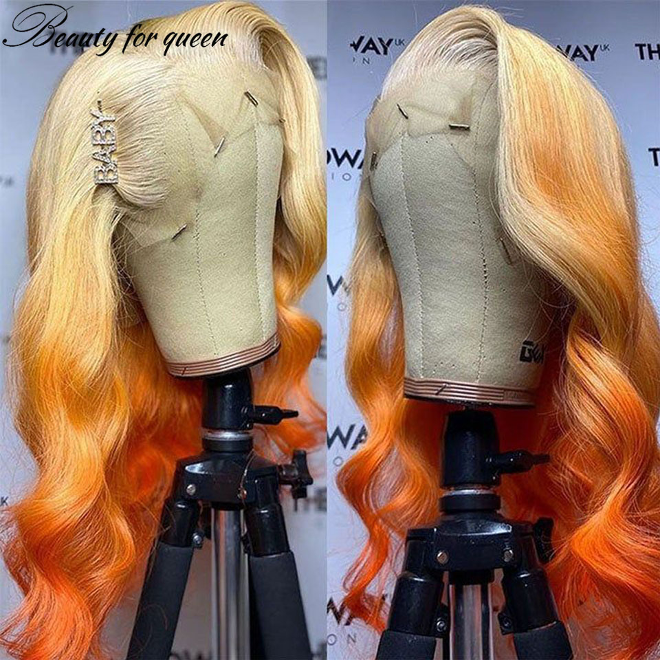613 Blonde Body Wave Lace Front Wig - Gember 613 Oranje Body Wave Transparante