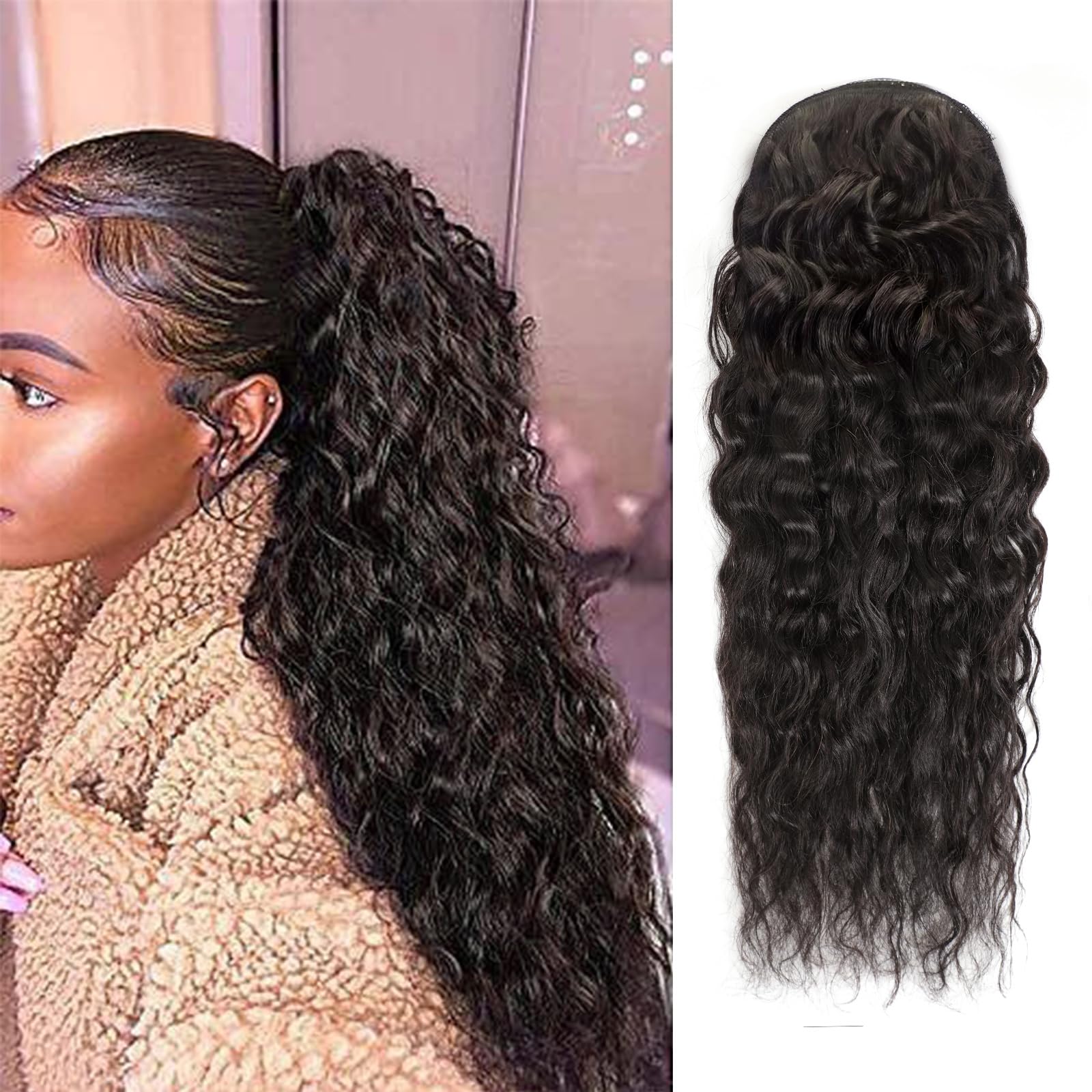 Seamless Clip In Hair Extensions Human Hair - Watergolf paardenstaart haarverlenging van echt haar,