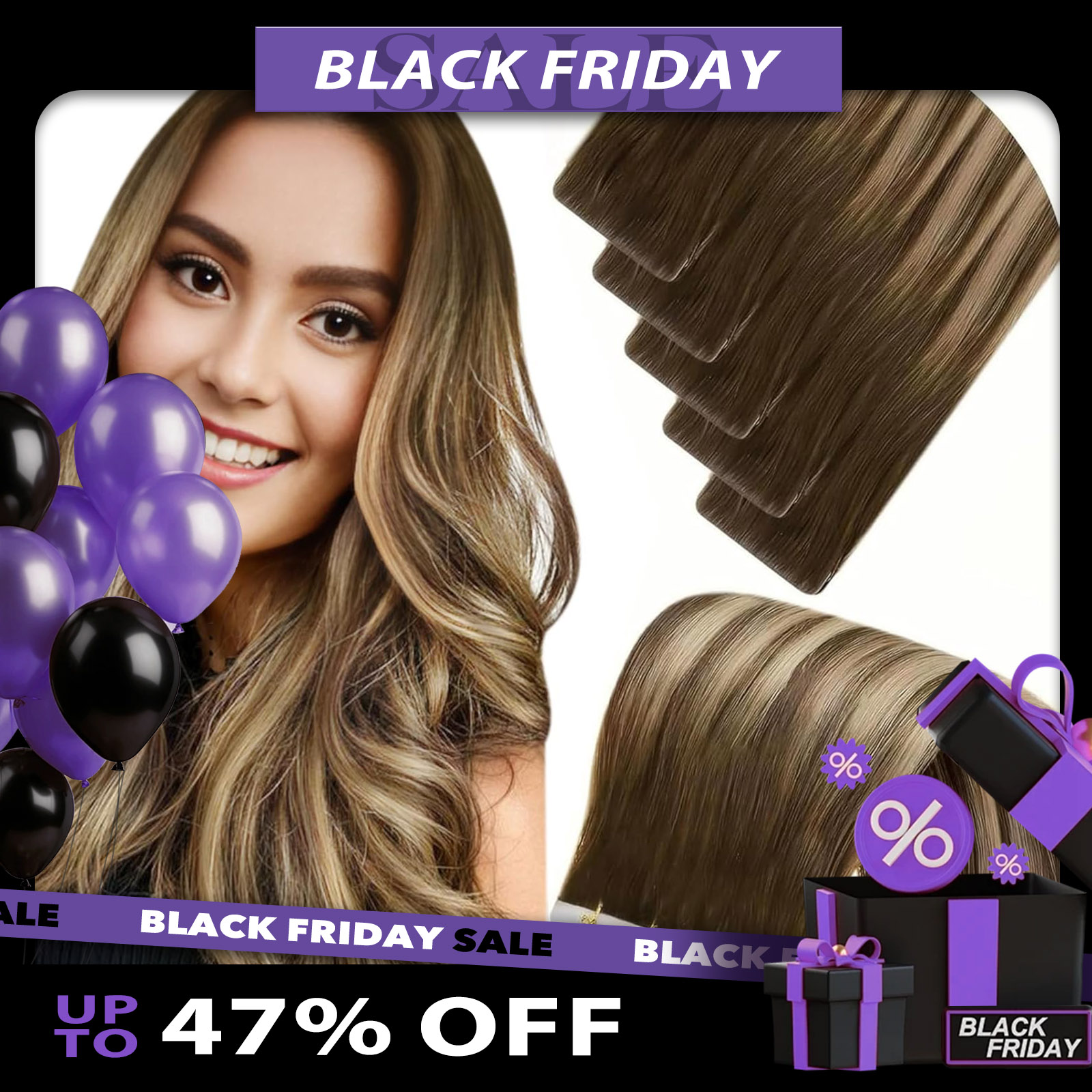 Invisible Tape In Extensions Real Hair - LaaVoo Onzichtbare injectietape in haarverlenging Echt