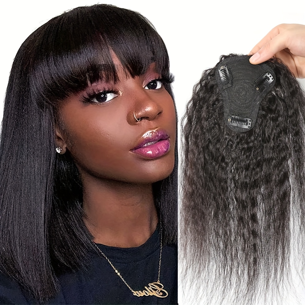 Hair Bundles - Kinky Recht Topper Haar met Pony