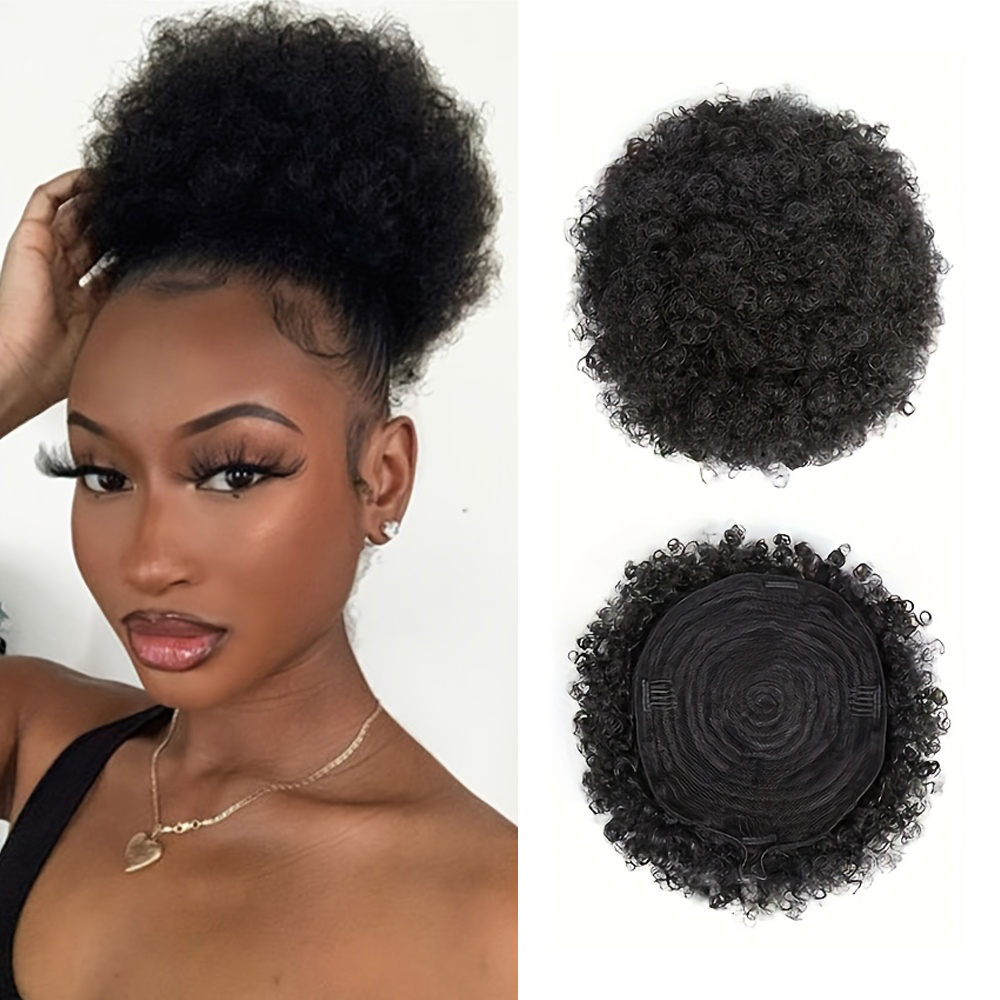 Drawstring Afro Curly Puff Ponytail - Afro Kinky Rookwolken 100% Menselijk Haar