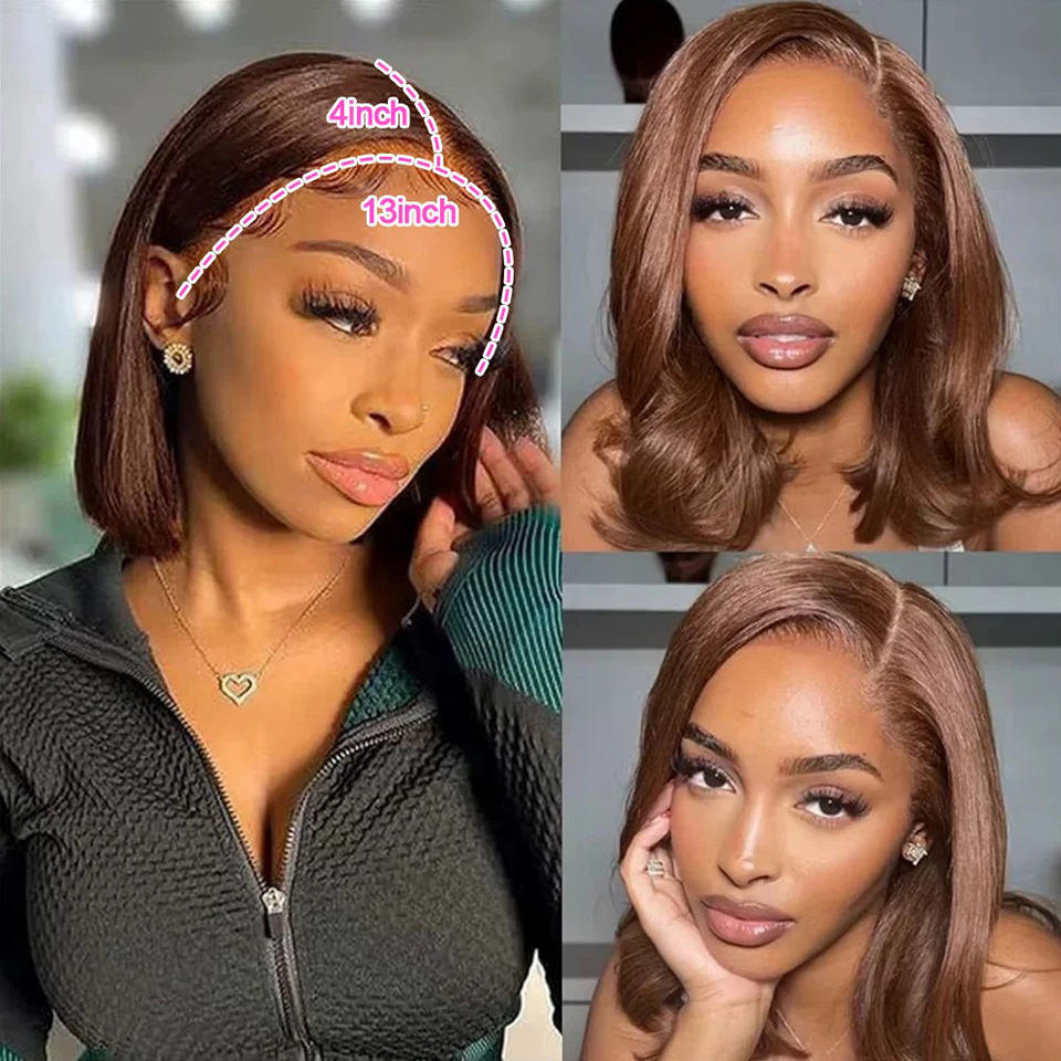 13X4 chocoladebruine rechte bo - Glueless Wear And Go Human Hair Wig recensie en prijs