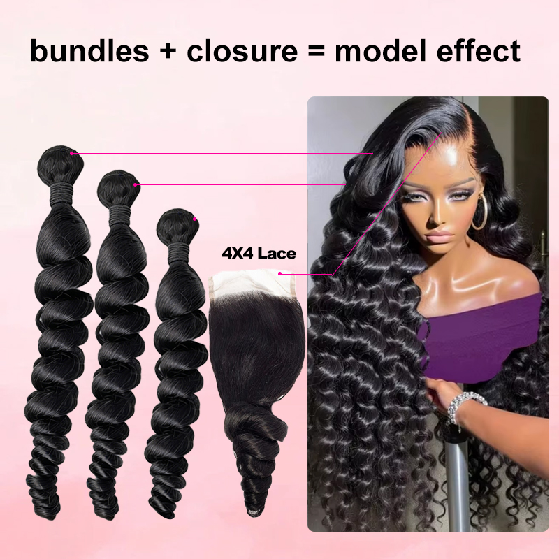 30-40 inch losse wave bundels  - Deep Wave 3 Bundles With Closure recensie en prijs