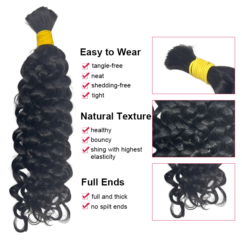 Mensenhaar voor boho vlechten, - Water Wave Bulk Human Hair For Braiding recensie en prijs