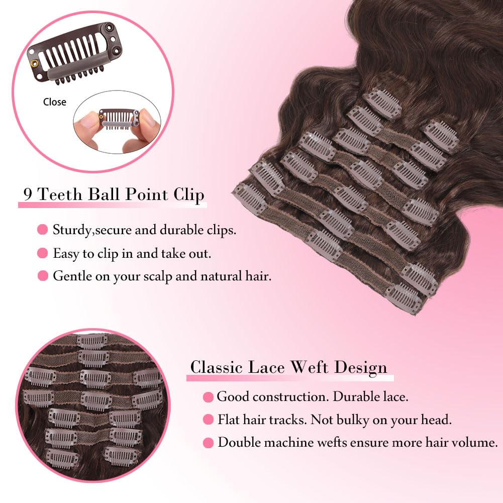# 4 Chocoladebruin Body Wave C - Seamless Clip In Hair Extensions Human Hair recensie en prijs