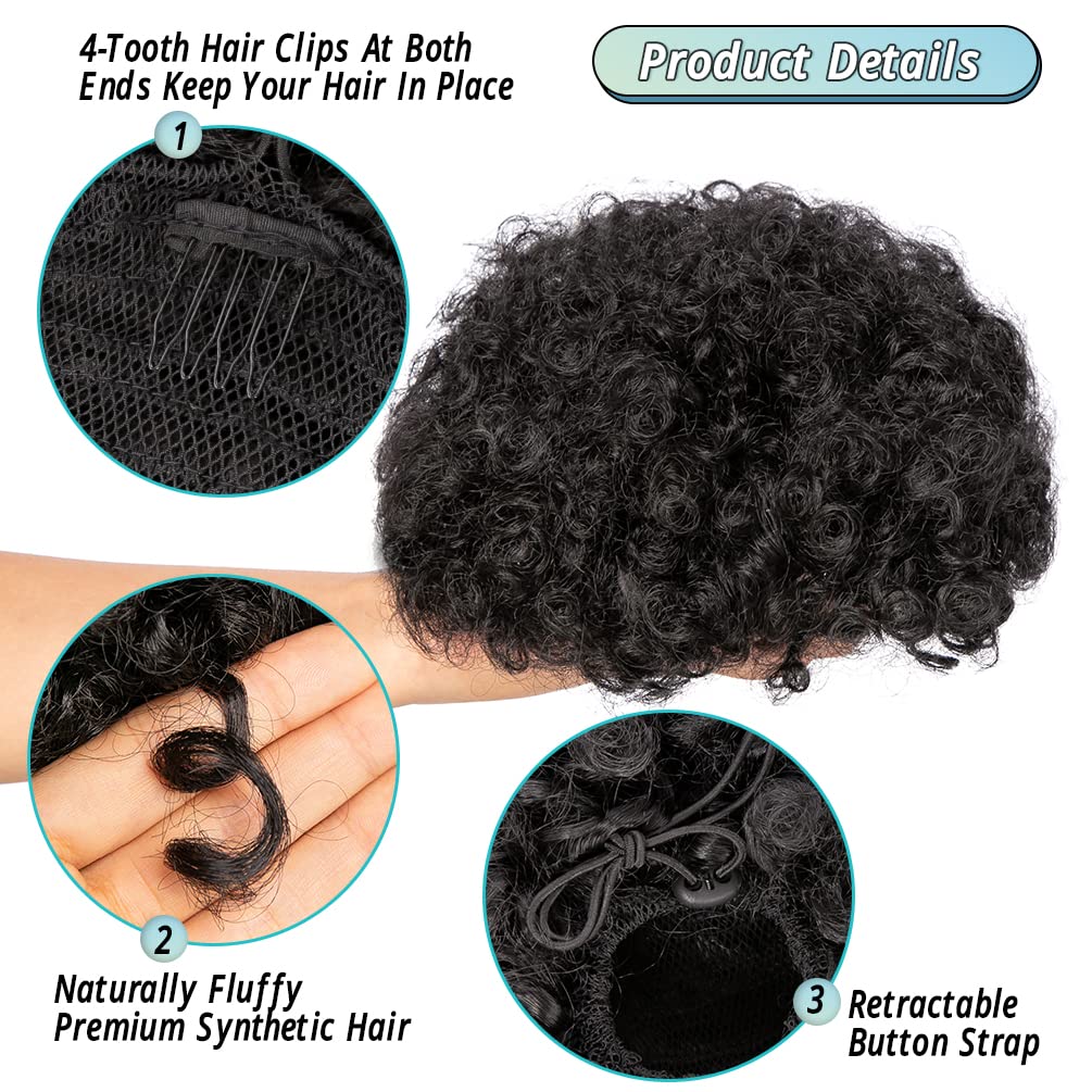 6Inch Afro Bladerdeeg Trekkoor - Drawstring Afro Curly Puff Ponytail recensie en prijs