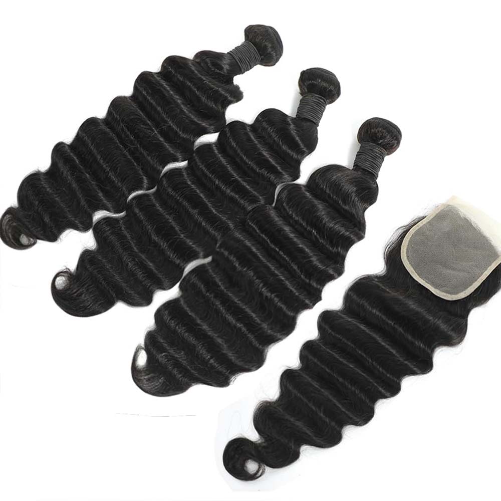Rauwe losse deep wave haarbund - Deep Wave 3 Bundles With Closure recensie en prijs