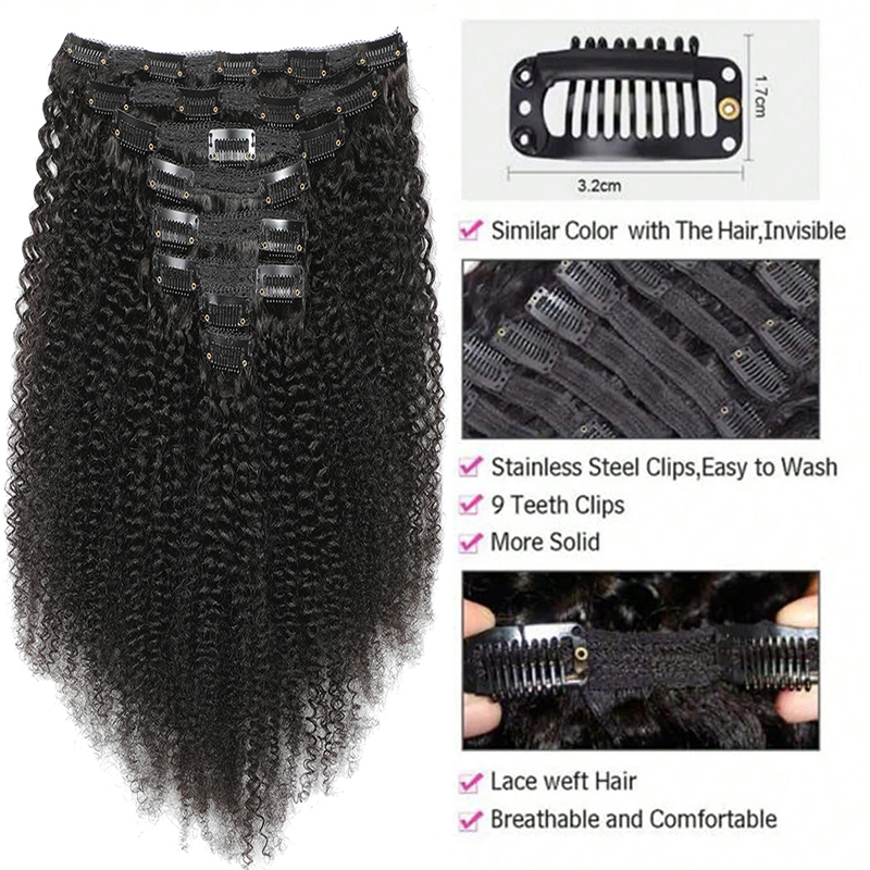 Afro-clip-in extensions van ec - Seamless Clip In Hair Extensions Human Hair recensie en prijs