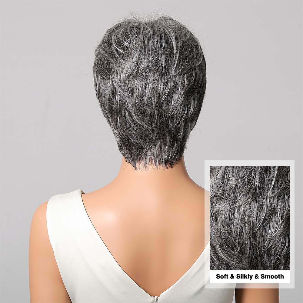 Korte Pixie Cut grijze menseli - Short Pixie Cut Wig Human Hair Cheap recensie en prijs