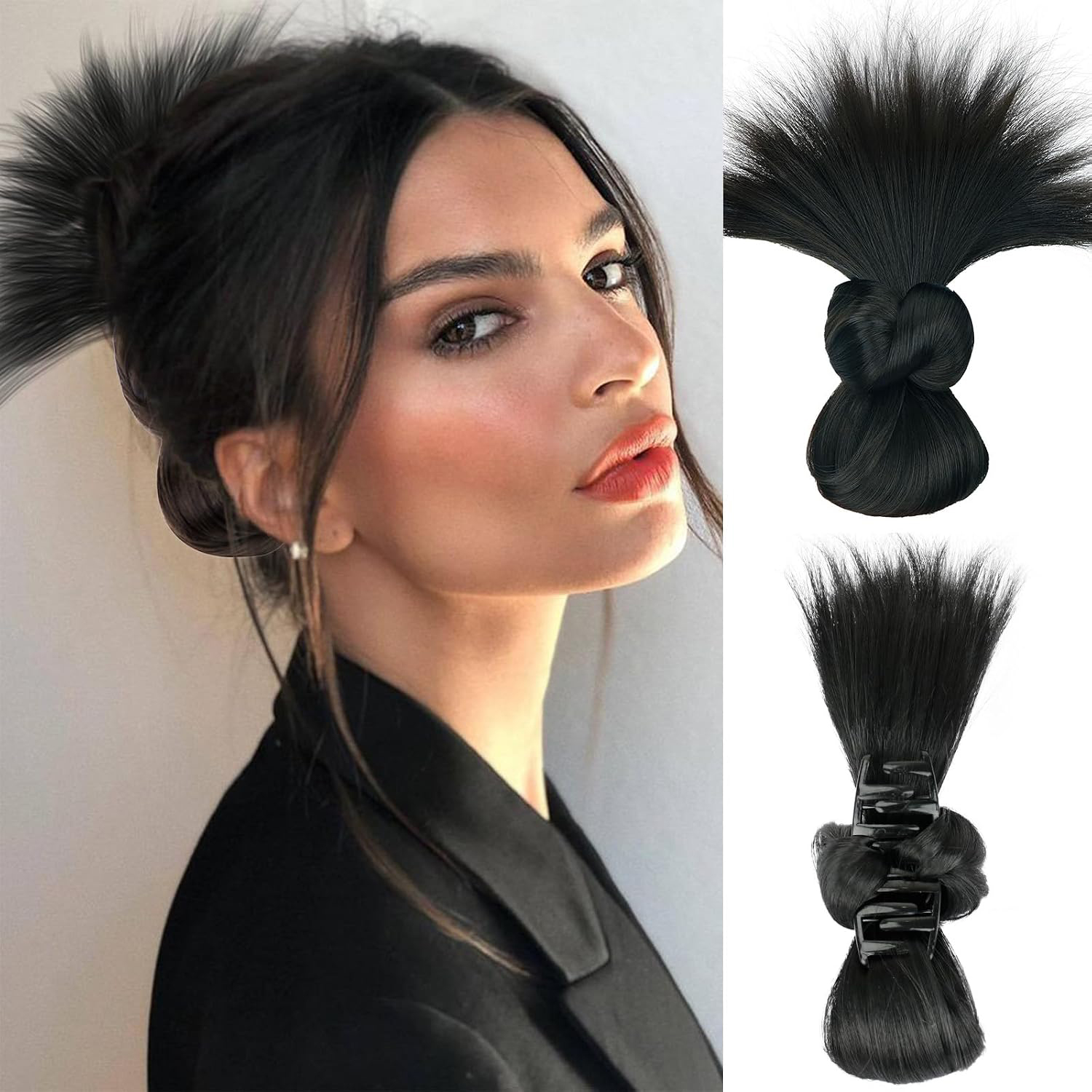 Kroezige knot haarstuk donkerb - Claw Clip Messy Bun Hair Piece recensie en prijs